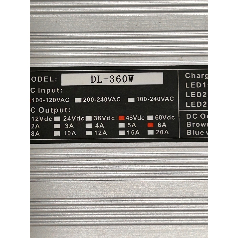 DL-360W Lead-Acid Battery Charger 48V 6A for Electric Scooter Golf Cart 3-Pin - Picture 3 of 7
